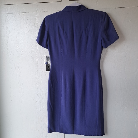 August Silk Short Sleeve Silk Shirt Dress Button Front Cobalt SZ 2P - Picture 11 of 11